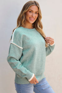 Colorblock Contrasting Edge Crewneck Sweater