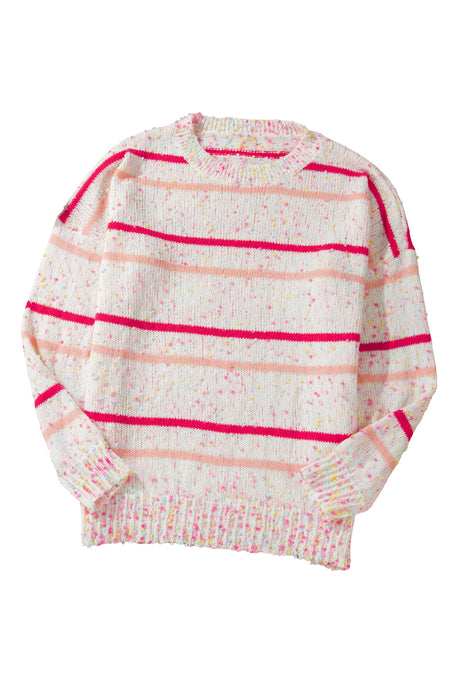 Stripe Drop Shoulder Side Split Plus Size Sweater