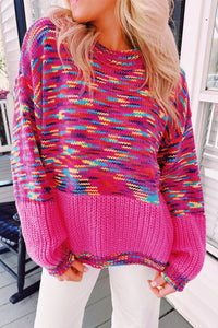 Rainbow Confetti Drop Shoulder Sweater