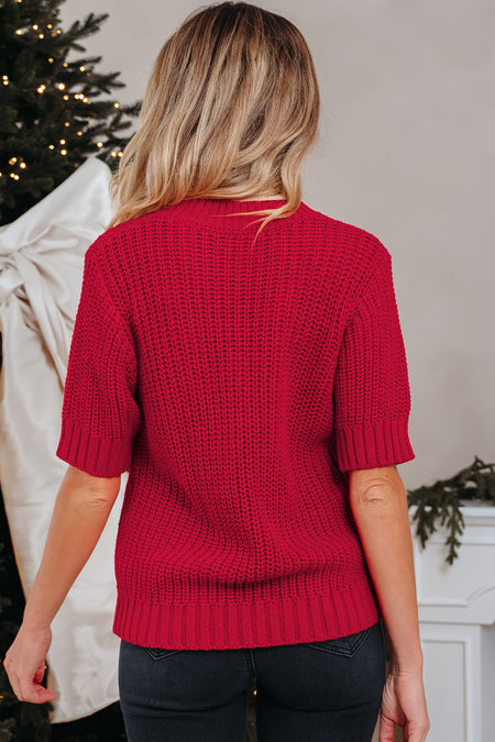 Plaid Lace Up Puff Sleeve Sweater