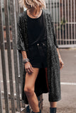 Sequin 3/4 Sleeve Open Front Duster Kimono