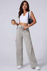 Lace-up High Waist Wide Leg Workout Pants