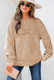 Mineral Wash Big Bow Patchwork Pullover Sweatshirt