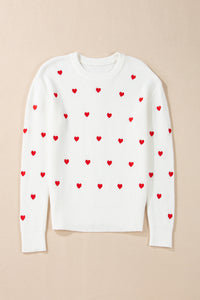 Heart Shape Drop Shoulder Round Neck Sweater