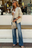 Sequin Zip up Round Neck Long Sleeve Jacket