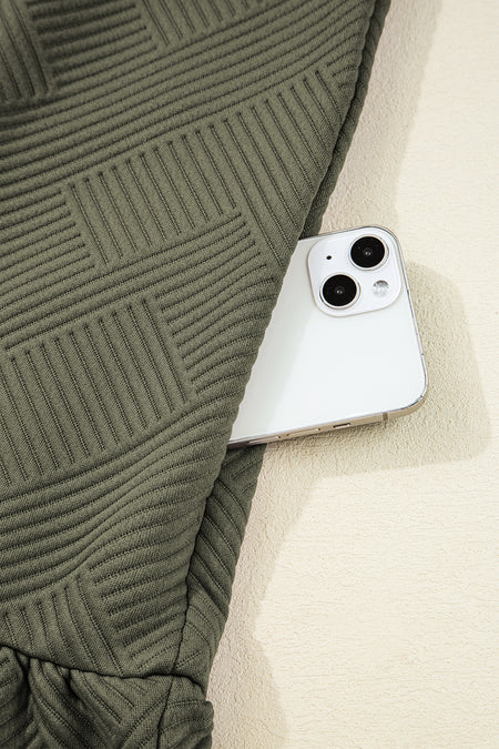 Quarter Zip Textured Mini Dress