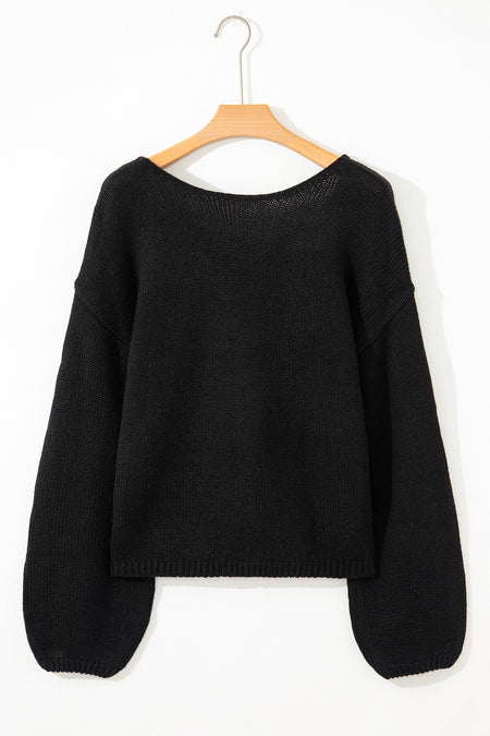 Bow Bubble Sleeve Sweater