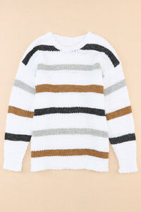 Striped Popcorn Knit Sweater