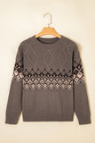 Western Crew Neck Knitted Sweater