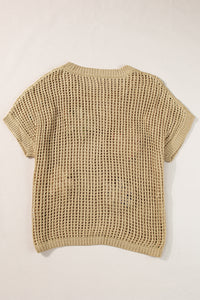 Crochet Flower Hollow-out Sweater T Shirt
