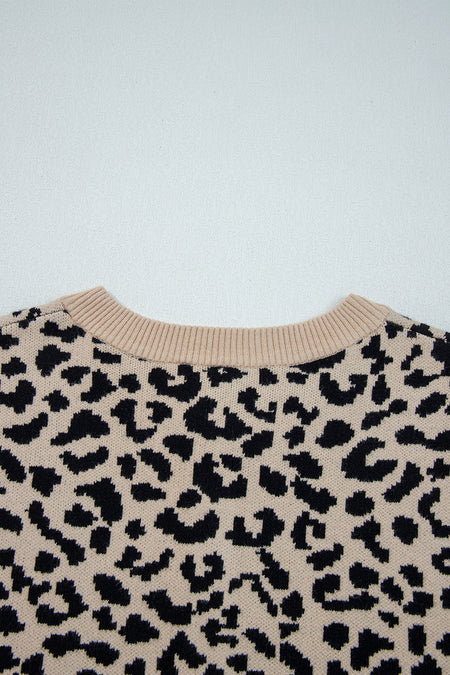 Leopard Chunky Knitted Cardigan Sweater