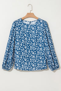 Ditsy Floral Print Lantern Sleeve Blouse