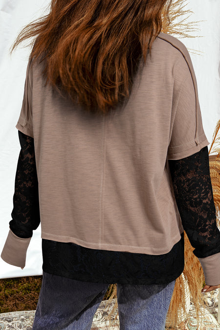 Sheer Lace Patchwork Tee