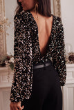Sequin Puff Sleeve Bodysuit