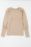 Solid Ruched Raglan Sleeve Knit Top