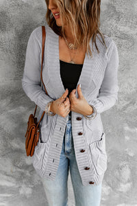 Front Pocket Buttons Closure Cardigan