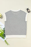 Stripe Ribbed Trim Loose Fit Knitted Sweater Vest