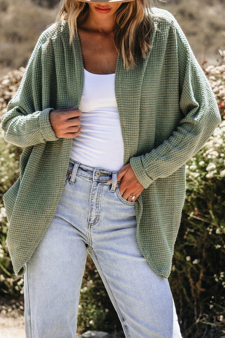 Waffle Knit Open Front Cardigan – Amaryllis Apparel