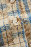 Waffle Knit Patchwork Hooded Plaid Shacket