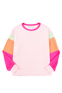 Colorblock Patchwork Long Sleeve Loose Top