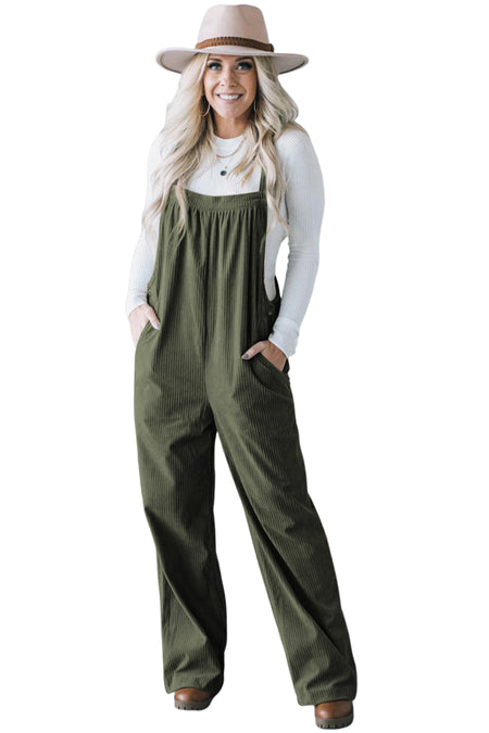 Pocketed Loose Fit Corduroy Overall