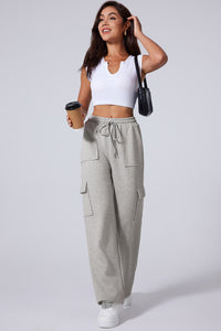 Lace-up High Waist Wide Leg Workout Pants