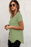 Moss Loose Cut Casual Short Sleeve Scoped Hem Top