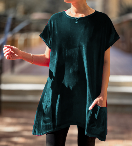 Velvet Short Sleeve Pocket Tunic Top – Amaryllis Apparel