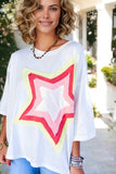 Star Patched Half Sleeve Oversized Tee