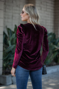 Pleated Long Sleeve V-neck Top