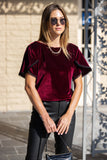 Velvet Pom Tulip Short Sleeve Top