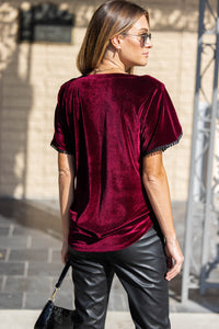 Velvet Pom Tulip Short Sleeve Top