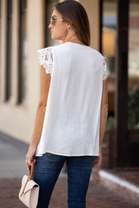 Lace Sleeve Side Slit Top