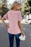 Solid Round Neck Ruffle Loose Fit Top