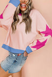 Star Patchwork Exposed Seam Oversized Sweatshirt