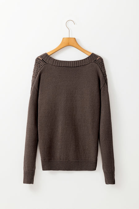 Open Knit Drop Shoulder Sweater Cardigan