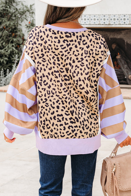 Color Block Leopard Sweatshirt