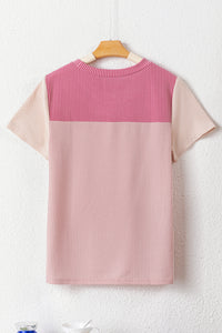 Rib Textured Colorblock T Shirt