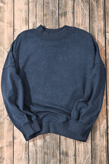 Drop Shoulder Crew Neck Pullover Sweatshirt