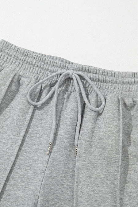 Seamed Drawstring High Waist Wide Leg Sweatpants