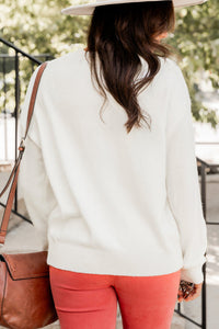 Thankful Ivory Embroidered Sweater