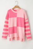 Colorblock Striped High Low Loose Sweater