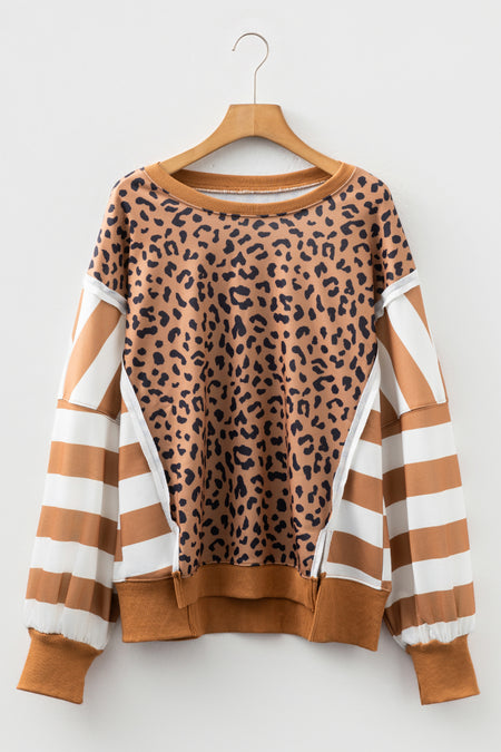 Color Block Leopard Sweatshirt