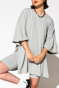 Solid Color Loose Tunic Top and Slim Shorts Set