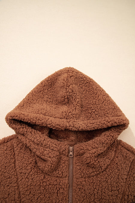 Zip Up Hooded Sherpa Jacket