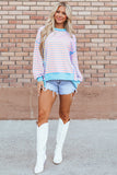 Stripe Contrast Trim High Low Pullover Tunic Sweatshirt