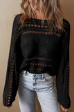 Hollow-out Cable Knit Cropped Sweater