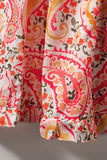 Boho Holiday Paisley Print Tiered Long Sleeve Maxi Dress