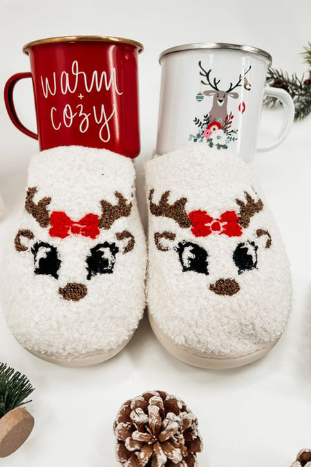 Christmas Cartoon Pattern Plush Slippers