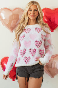 Pearled Ribbed Trim Fuzzy Sweater